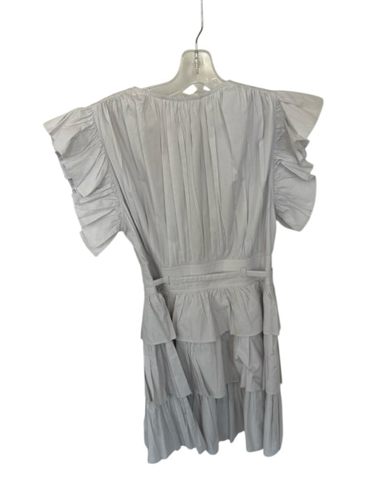 Ulla Johnson Size 2 Light Gray Cotton Flutter Sleeves Pleated Ruffles Dress Light Gray / 2