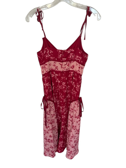 Keepsake Size S Red & Pink Polyester Tie Straps Flowers Bows Midi Dress Red & Pink / S