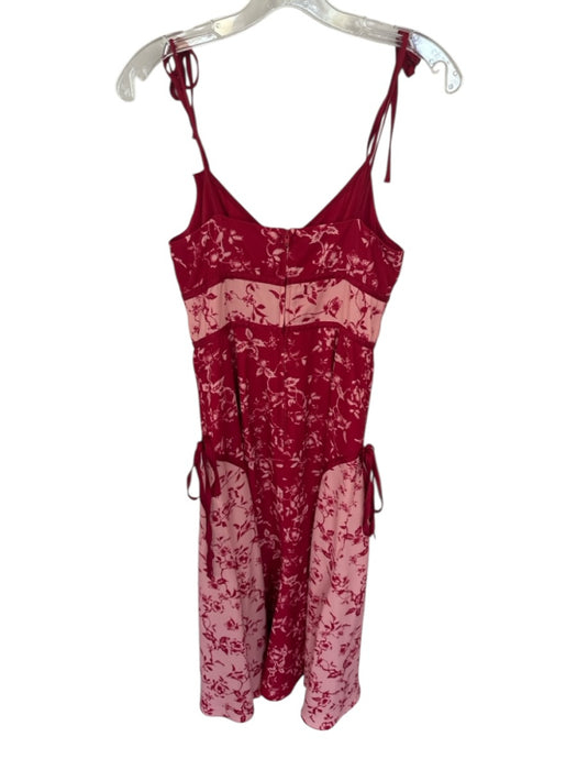 Keepsake Size S Red & Pink Polyester Tie Straps Flowers Bows Midi Dress Red & Pink / S