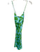 House of Harlow Size M Aqua & Green Polyester Spaghetti Strap Palm Leaves Dress Aqua & Green / M