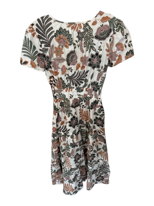 Cynthia Rowley Size XS Orange & Green Cotton Short Sleeve Botanical Maxi Dress Orange & Green / XS