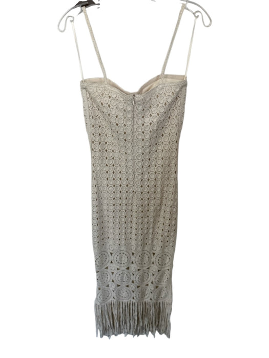 Torn By Ronny Kobo Size S Cream Cotton Macrame Spaghetti Strap Fringe Midi Dress Cream / S