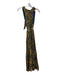 Cleobella Size S Teal & Yellow Viscose High Neck Flowers Sleeveless Maxi Dress Teal & Yellow / S