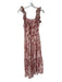 Mello Day Size S Pink & Maroon Tencel Blend Sleeveless Flowers Maxi Dress Pink & Maroon / S
