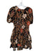 Ulla Johnson Size 2 Black & Rust Silk 3/4 Balloon Sleeve Flowers Front Tie Dress Black & Rust / 2