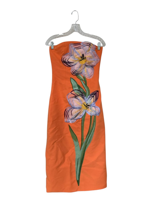 Miss Rosier Size M Orange & Purple Strapless Flower Application Back Zip Gown Orange & Purple / M