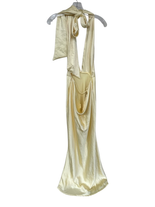 Size L Butter Yellow Polyester Halter Neck Cowl Back Gown Butter Yellow / L