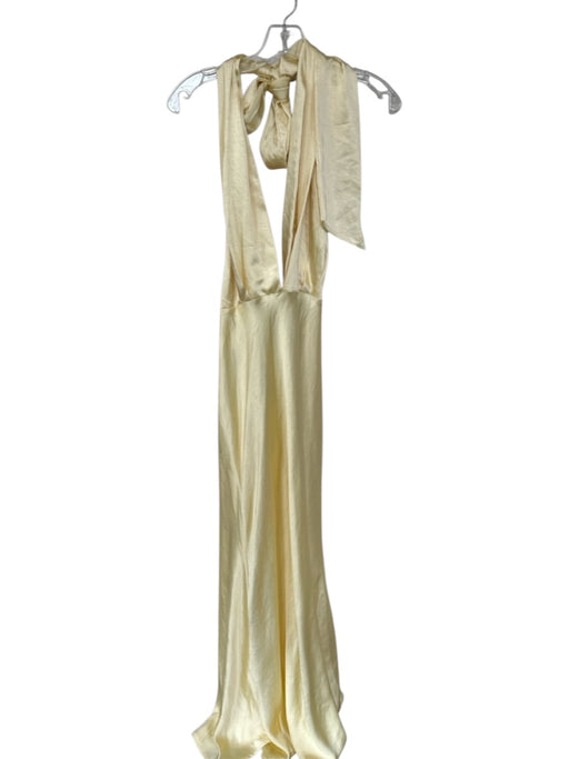 Size L Butter Yellow Polyester Halter Neck Cowl Back Gown Butter Yellow / L