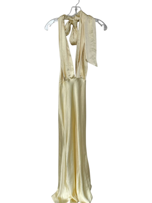 Size L Butter Yellow Polyester Halter Neck Cowl Back Gown Butter Yellow / L