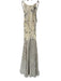 Topshop Size 4 Cream & Black Polyester Sleeveless Stripes & Floral Maxi Dress Cream & Black / 4
