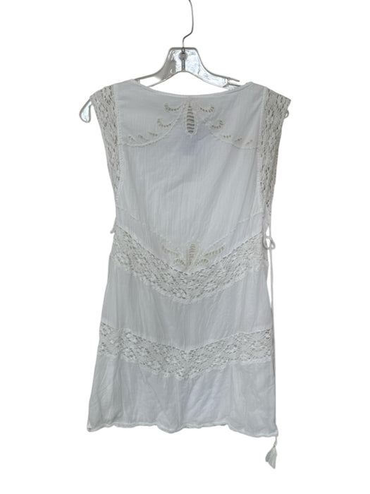 Free People Size S White Cotton Cap Sleeve Lace Detail Dress White / S