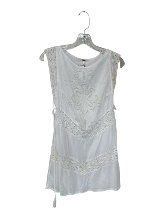 Free People Size S White Cotton Cap Sleeve Lace Detail Dress White / S