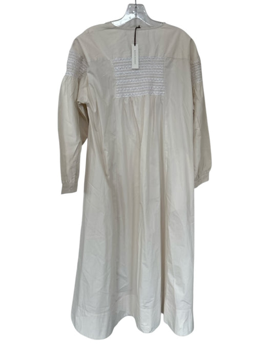 Banana Republic Size SP Cream Cotton Long Balloon Sleeve Smocked Waist Dress Cream / SP