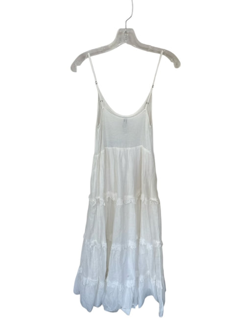 Anthropologie Size S White Viscose Blend Tiered Maxi Eyelet Lace Detail Dress White / S