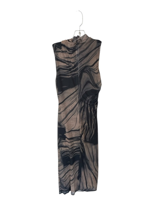 House of Harlow Size S Black & Tan Polyester Mesh Tiger Maxi Bodycon Dress Black & Tan / S