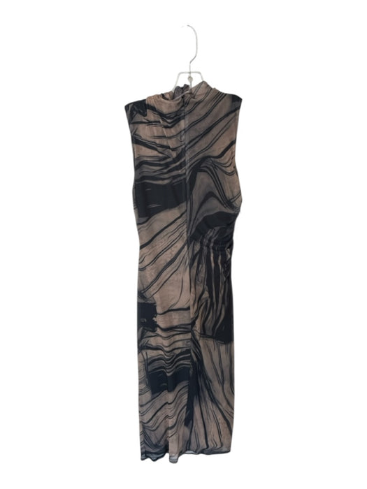 House of Harlow Size S Black & Tan Polyester Mesh Tiger Maxi Bodycon Dress Black & Tan / S
