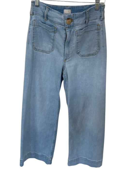 Maeve Size 25P Light Wash Cotton Blend High Waist Wide Leg Cropped Jeans Light Wash / 25P