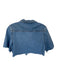 Free People Size 4 Med Light Wash Cotton Short Sleeve Button Down Cropped Top Med Light Wash / 4