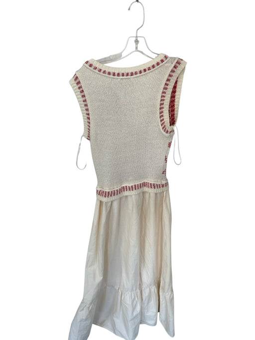 Moon River Size M Red & White Tie Front Knit Accent Boats V Neck Dress Red & White / M