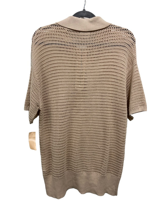 Varley Size XS Beige Cotton Zip Detail Crochet Sweater Beige / XS