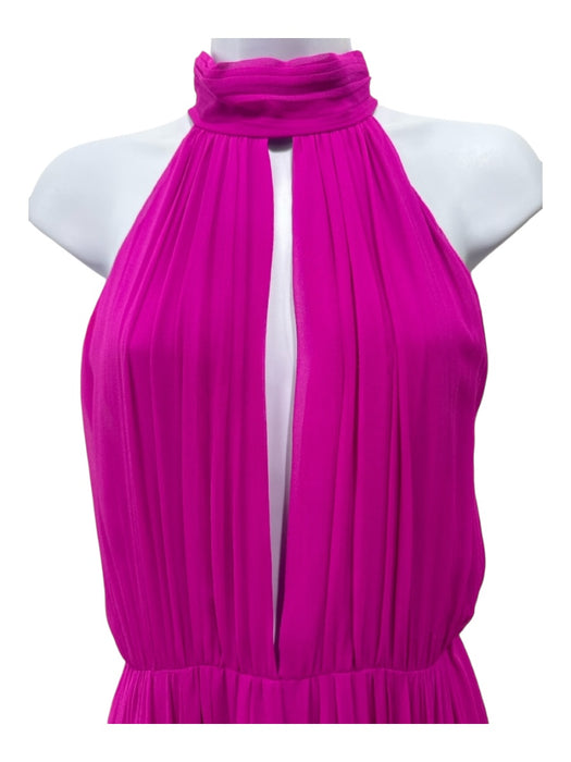 Fleur du Mal Size 4 Fuschia Pink Silk High Neck Slits Maxi Sleeveless Dress Fuschia Pink / 4