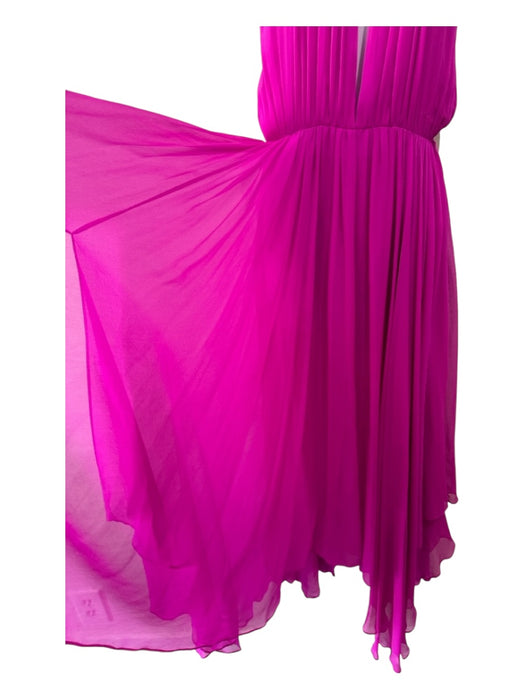 Fleur du Mal Size 4 Fuschia Pink Silk High Neck Slits Maxi Sleeveless Dress Fuschia Pink / 4