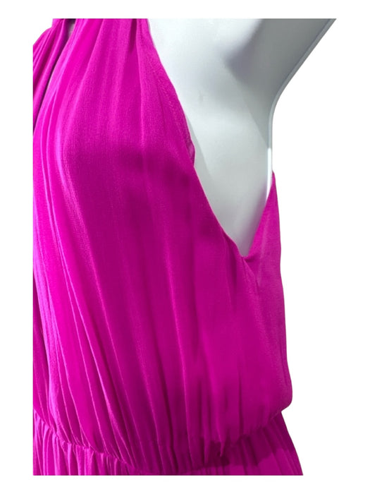 Fleur du Mal Size 4 Fuschia Pink Silk High Neck Slits Maxi Sleeveless Dress Fuschia Pink / 4