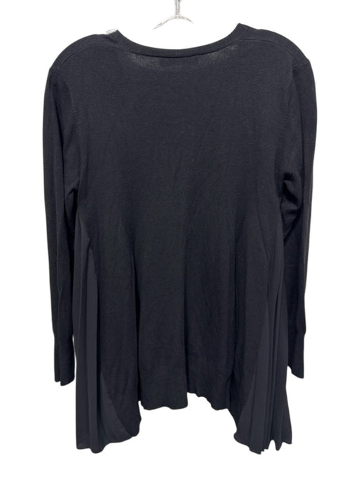 Amici by Baci Size 2 Black Viscose Knit Fabic Block Pleated Side Cardigan Black / 2