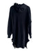 NSF Size P Black Cotton Blend Hood Tie at Neck Long Sleeve Raw Hem Dress Black / P