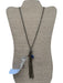 Love Heals Silver & Blue Silver Tone Metal Lapis Tassel Charm Necklace Silver & Blue