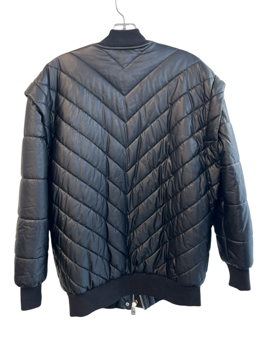 Maria Cher Size Small Black Polyurethane Front Zip & Snap Pockets Jacket Black / Small