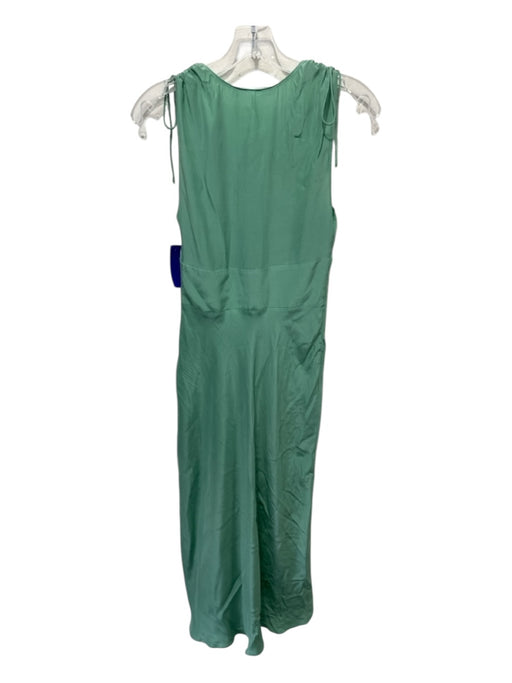 Amanda Uprichard Size L Mint Green Silk V Neck Button Detail Sleeveless Dress Mint Green / L