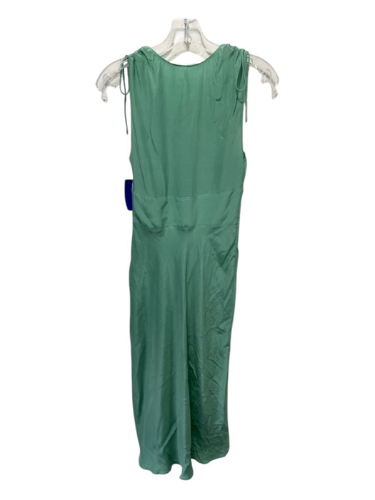 Amanda Uprichard Size L Mint Green Silk V Neck Button Detail Sleeveless Dress Mint Green / L