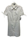 Theory Size 6 White Linen Blend Collar Button Up Short Sleeve Dress White / 6