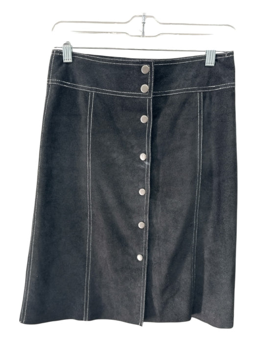 Theory Size 4 Baker Miller Pink Suede Contrast Stitching Button Up Midi Skirt Baker Miller Pink / 4