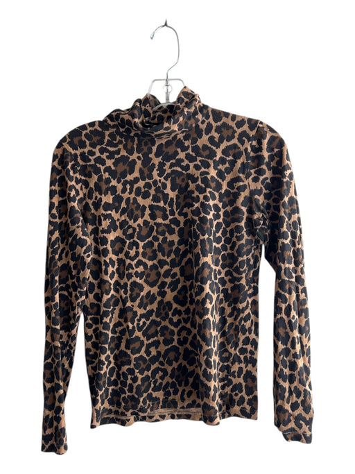 J. Crew Size S Brown & Black Cotton Cheetah Print turtle neck Long Sleeve Top Brown & Black / S
