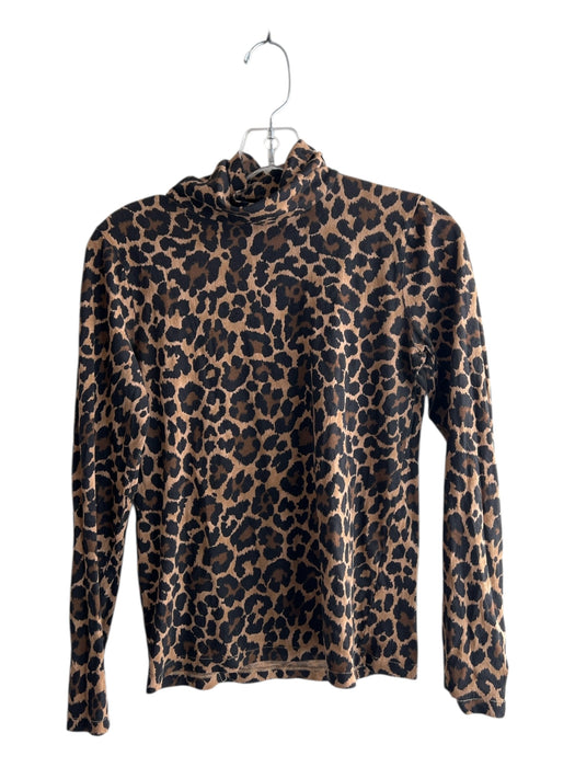 J. Crew Size S Brown & Black Cotton Cheetah Print turtle neck Long Sleeve Top Brown & Black / S