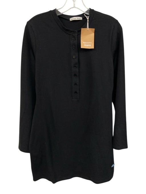 Reformation Jeans Size L Black Cotton Blend Long Sleeve Half Button Dress Black / L