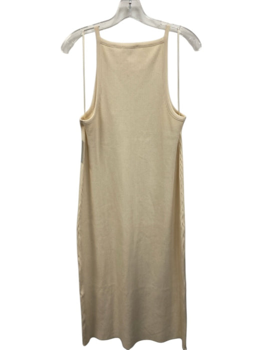 Vince Size L Cream White Cotton Blend Sleeveless Ribbed Midi Tank Dress Dress Cream White / L