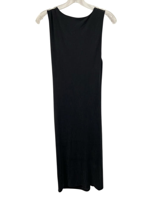 Anthropologie Size M Black Modal Blend Sleeveless Rouched Gold Hardware Dress Black / M
