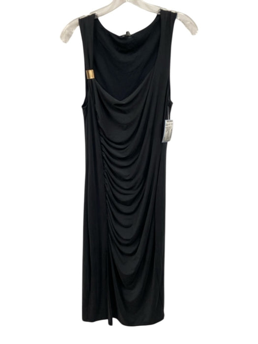 Anthropologie Size M Black Modal Blend Sleeveless Rouched Gold Hardware Dress Black / M