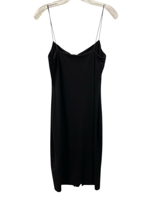 Reformation Size M Black Tencel Blend Spaghetti Strap Center Slit Midi Dress Black / M