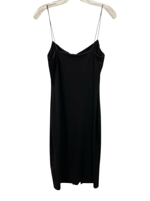 Reformation Size M Black Tencel Blend Spaghetti Strap Center Slit Midi Dress Black / M