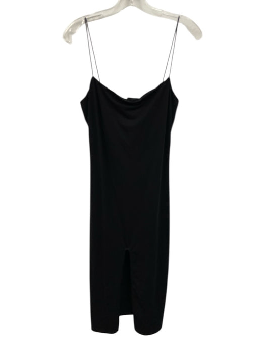 Reformation Size M Black Tencel Blend Spaghetti Strap Center Slit Midi Dress Black / M