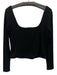 Vince Size M Black Cotton Long Sleeve Square Neck Cropped Top Black / M