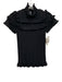 Anthropologie Size S Black Viscose Short Sleeve Knit Ruffle Detail Top Black / S
