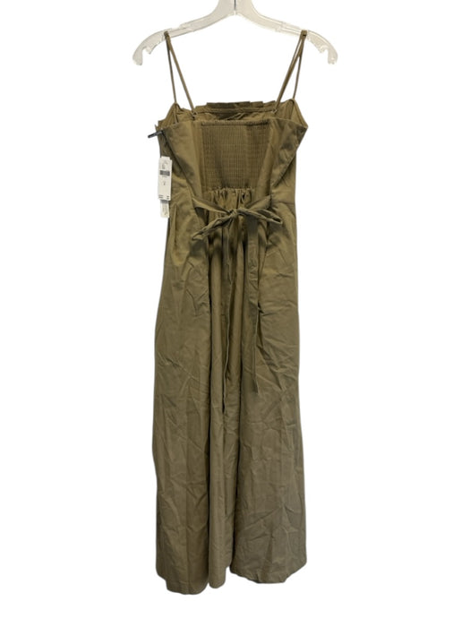 Anthropologie Size M Army Fatigue Green Cotton Spaghetti Strap Tie Waist Dress Army Fatigue Green / M