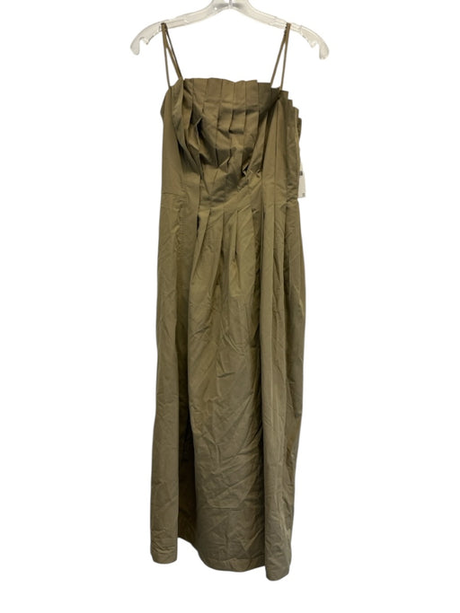 Anthropologie Size M Army Fatigue Green Cotton Spaghetti Strap Tie Waist Dress Army Fatigue Green / M