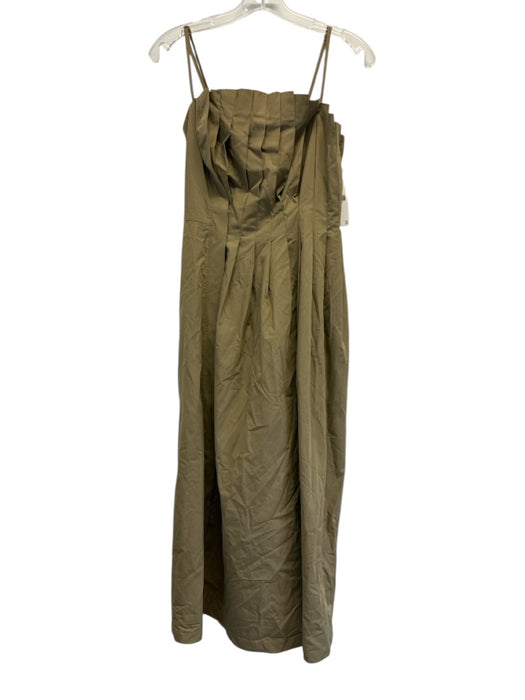Anthropologie Size M Army Fatigue Green Cotton Spaghetti Strap Tie Waist Dress Army Fatigue Green / M