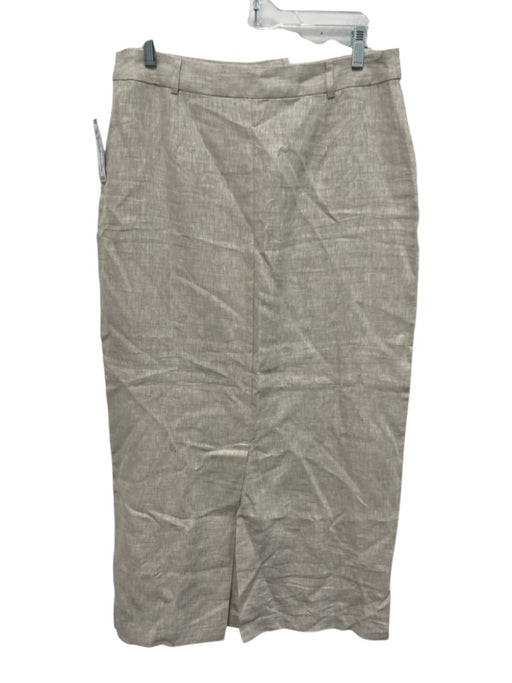 Reformation Size 8 Cream Beige Linen Belt Loops Pencil Hook & Zip Fly Maxi Skirt Cream Beige / 8